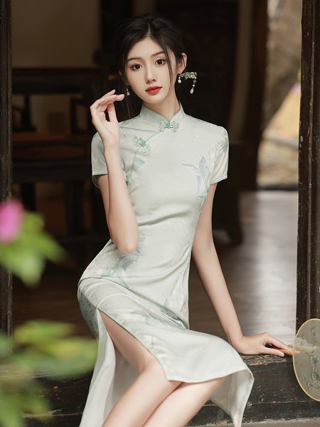 Modernes chinesisches Kleid, chinesisches Cheongsam, Ballkleider, langes Abendkleid, Mandarinkragen
