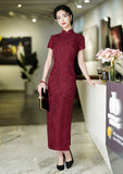 Free alteration, Traditional Chinese Qipao dress, Mulberry Silk cheongsam,  Evening Dress, tea ceremony, dark red dress