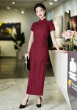 Free alteration, Traditional Chinese Qipao dress, Mulberry Silk cheongsam,  Evening Dress, tea ceremony, dark red dress