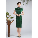Free alteration, Traditional Chinese Qipao dress, Mulberry Silk cheongsam,  Evening Dress, green color, floral prints