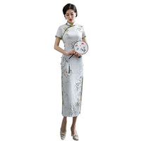 Kostenlose Änderung, traditionelles chinesisches Qipao-Kleid, Abendkleid, in voller Länge, Mandarinkragen