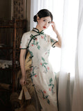 Modernes chinesisches Kleid, chinesisches Cheongsam, Frühlingsblumenkleid, Ballkleider, Mandarinkragen