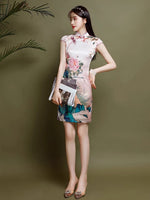 Modern Chinese Qipao, Mulberry Silk cheongsam,  Evening Dress, mandarin collar