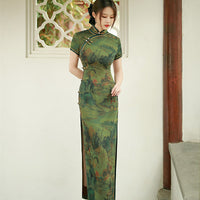 Free alteration, Traditional Chinese Qipao, Evening Dress, full length, mandarin collar