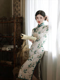 Modern Chinese qipao, Chinese Cheongsam, Evening Dress, Ball Gowns, summer qipao, floral print, mandarin collar