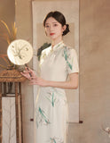 Modern Chinese dress, long Chinese Cheongsam, Evening Dress, Orchid flower pattern, Ball Gowns, mandarin collar