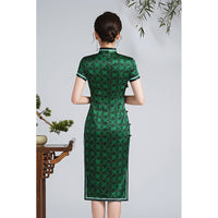 Free alteration, Traditional Chinese Qipao dress, Mulberry Silk cheongsam,  Evening Dress, green color, floral prints
