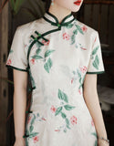 Modern Chinese Qipao, Chinese Cheongsam, Spring floral Dress, Ball Gowns, mandarin colla
