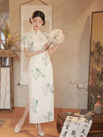Modern Chinese dress, long Chinese Cheongsam, Evening Dress, Orchid flower pattern, Ball Gowns, mandarin collar