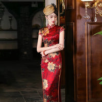 Modern Chinese Qipao, Mulberry Silk cheongsam,  Evening Dress, red qipao