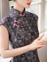 Modern Chinese Qipao, Cheongsam Dress, Kneelength Qipao, breathable Summer Ramie Qipao, mandarin collar