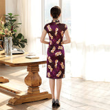 Free alteration, Traditional Chinese Qipao dress, Mulberry Silk cheongsam,  Evening Dress, purple color,  mandarin collar